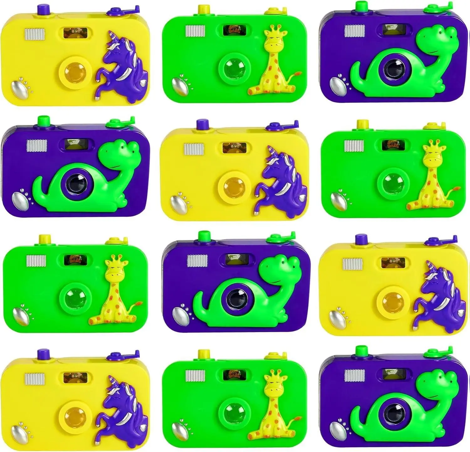 Toy Camera for Kids - 12 Pack - Wild One Party Favors Camera Toy for Children’s Pretend Play Prop with Images in Viewfinder, Birthday Party Favors, Idea for Boys & Girls