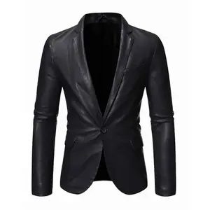 MotorCycleJackets Men's Black Lapel Style Genuine Leather Blazer
