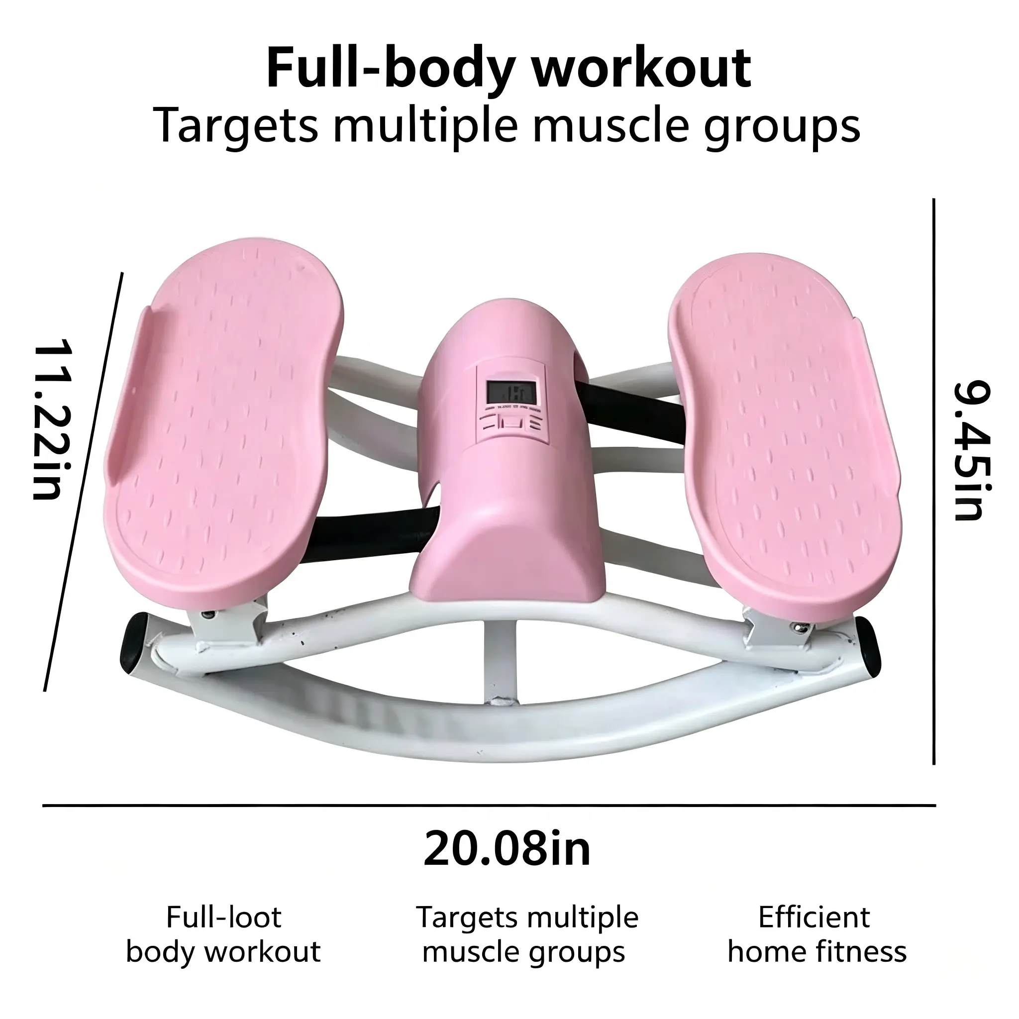 Stationary Home Rocking Movement Tool with Digital Monitor - Pink and White Mechanical Pedaling Accessory for Living Space