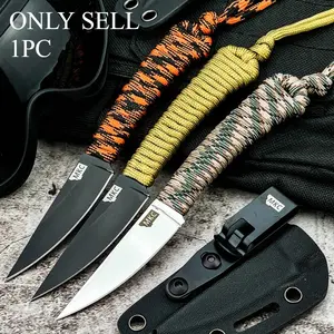 Best Selling Mini Survival Compact Fixed Blade Knife with Kydex Sheath Nylon Cord Handle 440C Blade Carry Camping Bush Knife EDC Portable Multipurpose Knives Everyday Adventure Outdoor Knife Camping Gear