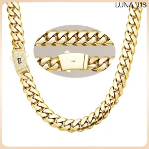 Black Friday Deal-14K Gold-Plated CubanChain Set: Necklace & Bracelet Duo with Exguisite Craftsmanship and Shimmering WhiteStones,Timeless Miami Design, Perfect Gift forHim or Her