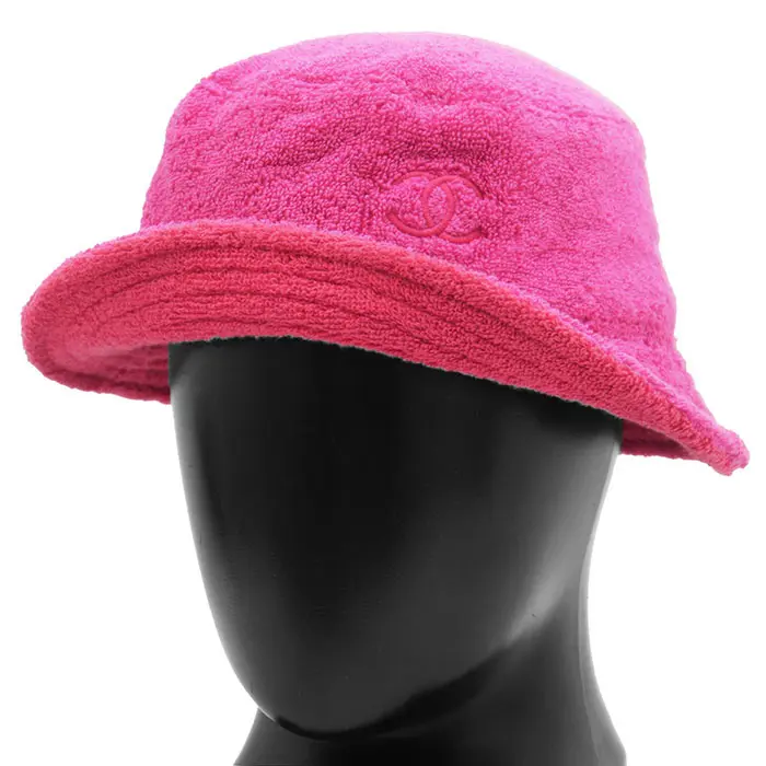 Pre-owned CHANEL Cotton Small Leather Goods COCO Mark Embroidery Bucket Hat