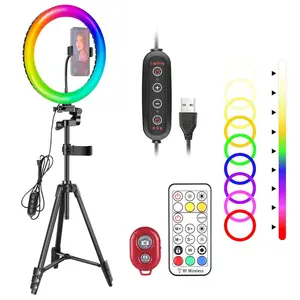 Neewer 12-inch RGB Ring Light Selfie Light Ring with Tripod Stand & Phone Holder Accessories Adjustable