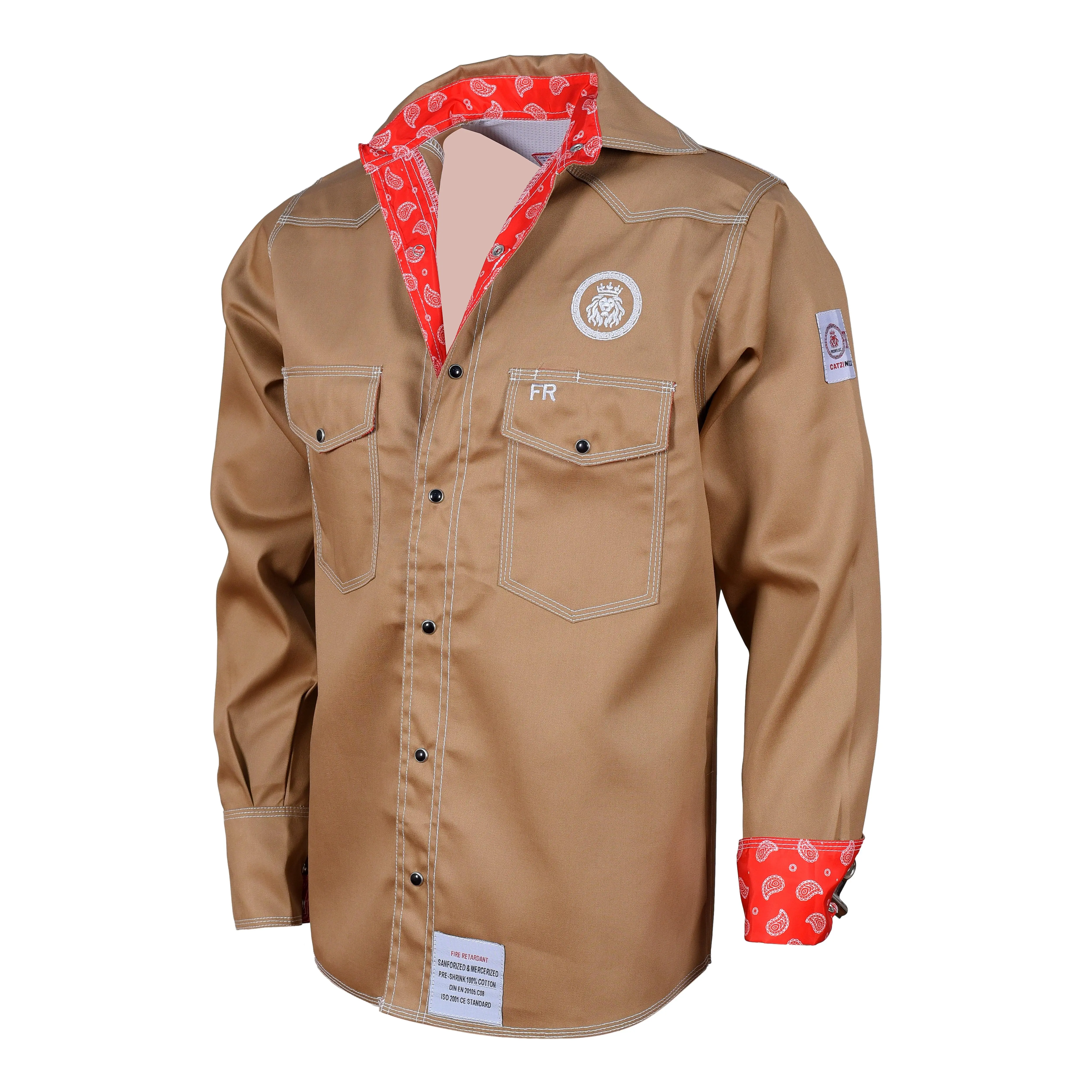 ProWeldz Men's Pipeliner Workwear Uniform, Khaki-Red Paisley Menswear