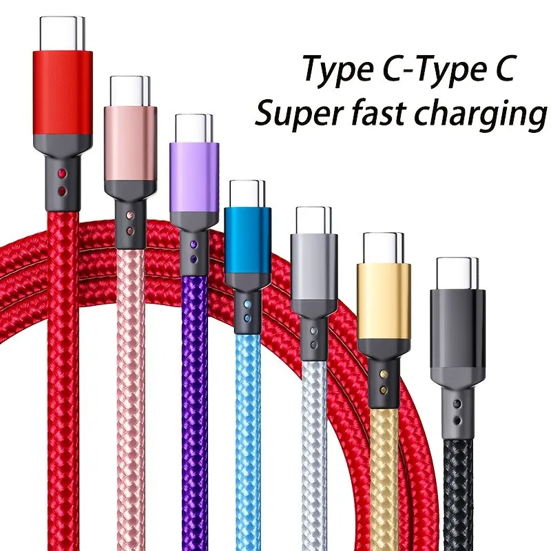 Fast Charging Type-C Durable Data Cable, Supports Pd60w, High-Speed Transfer, Compatible with Samsung, iPhone 15, 16, Macbook, Oneplus, Xiaomi