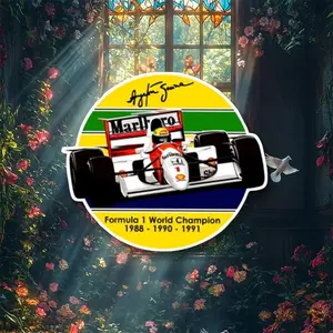 Senna Bresil Mclaren Sticker Sa069 Autocollant for Cars & Laptops, Self Adhesive, Irregular Shape, Matte Finish, Plastic Material