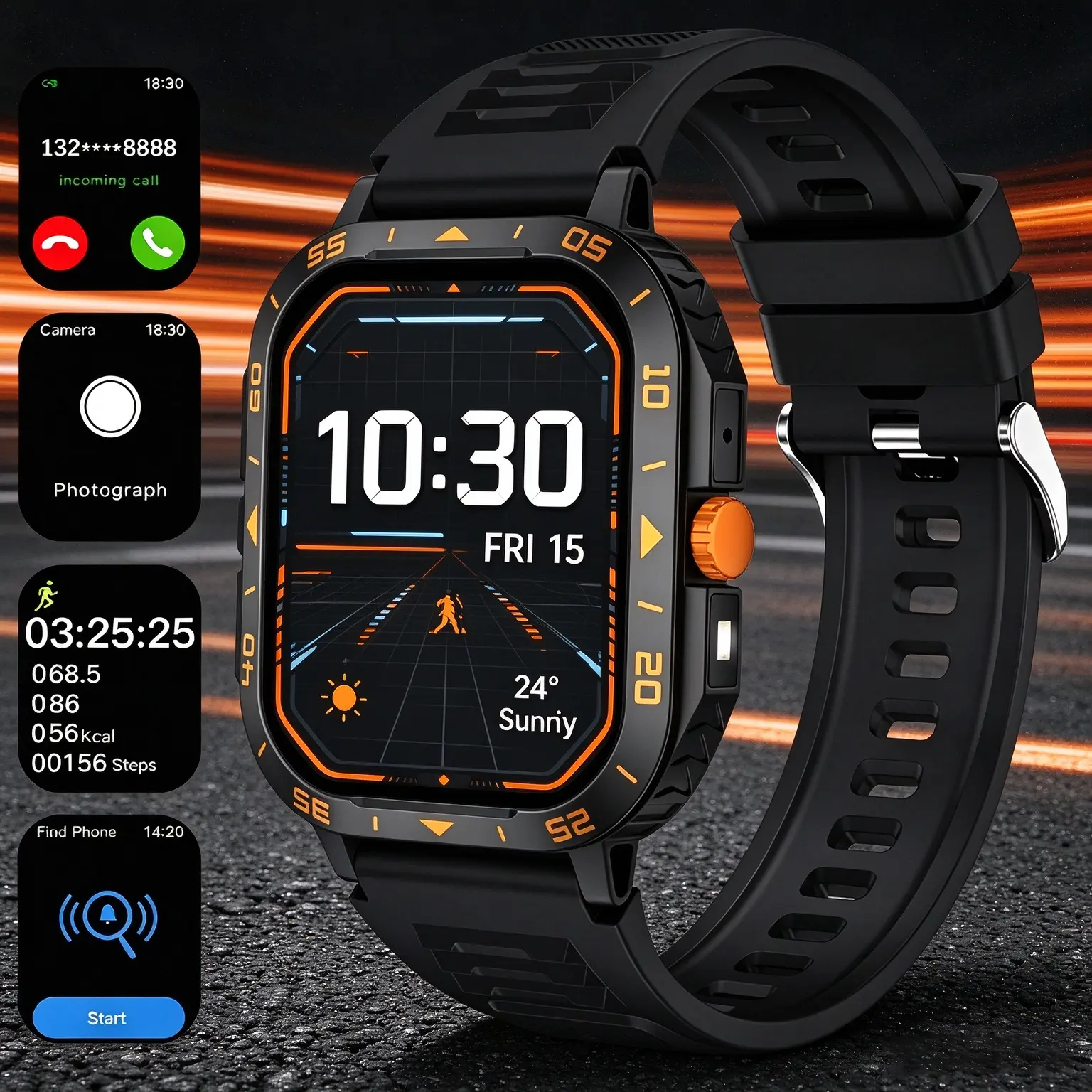 smart hiking deviceUnisex Wearable Smart Watch - Call Answering/Declining, LED Lighting, Multiple Fitness Modes, Message Notifications, Remote Camera Shutter, Music Control, iOS & Android Compatible, Ideal Gift for Tech Enthusiasts