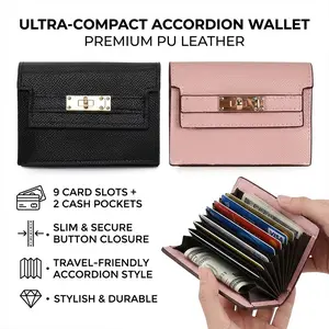 Pu Leather Small Credit Card Holder for Women Wallet Accordion Style Compact Womens Card Holder Wallet for Women Card Case Organizer