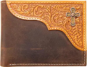 Nocona Western Wallet Bifold Leather Embossed Cross Concho - N500050344