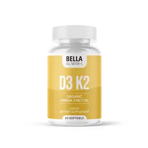 Bella All Natural D3 K2 Softgels Organic Omega 3 MCT Oil Supplement for Daily Health Needs