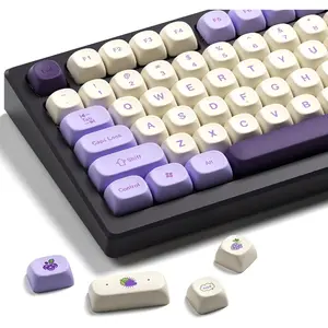 XVX MOA Profile  Grape Theme PBT Dye-Sub Keycaps, Custom Keycap Set for Mechanical Keyboards (Compatible with Cherry MX Switches,  & White Design)