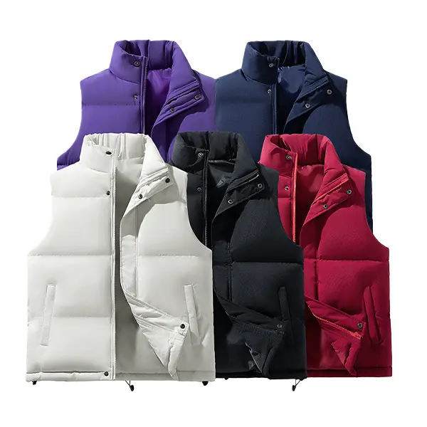 Men's Winter Vest Jacket - Stand Collar Design, Zipper Closure, Thick Warmth, Suitable for Layering and Outdoor Activities