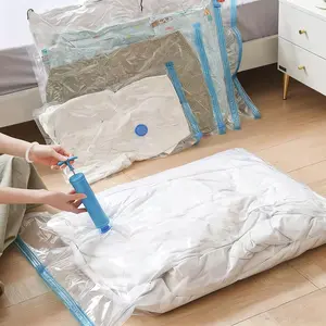 Thickened Vacuum Storage Bags, S-XL Multi-Size Space Saver Compression Bags, Reusable Vacuum Seal Bags for Clothes, Bedding & Pillows, with Hand Pump Included
