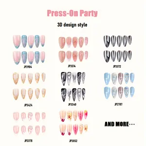 Press-On Party | 3D Embossed Series | Handmade Press-type Nail Stickers | High-Quality Acrylic False Nails | Handmade, Salon Quality | 24 pieces per pack, reusable