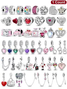 Heart Camera Bag Bear Car Birthday Cake Perfume Lipstick Charms Beaded Safety Chain, Cute Trendy Jewelry Making DIY with Charms Ideal Gift, Cross Bead Charm, Heart Shaped Pendant, Charm Chains, Charm Accessory