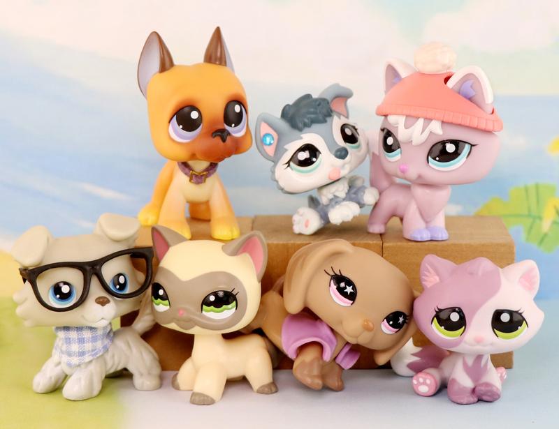 7 Lot Pet Shop Dogs and Cats Collectable with Accessories Kids Gift lps Toys