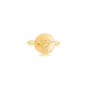Heart Arrow Circle Yellow Gold Plated Girl's Rings Earth2Jane