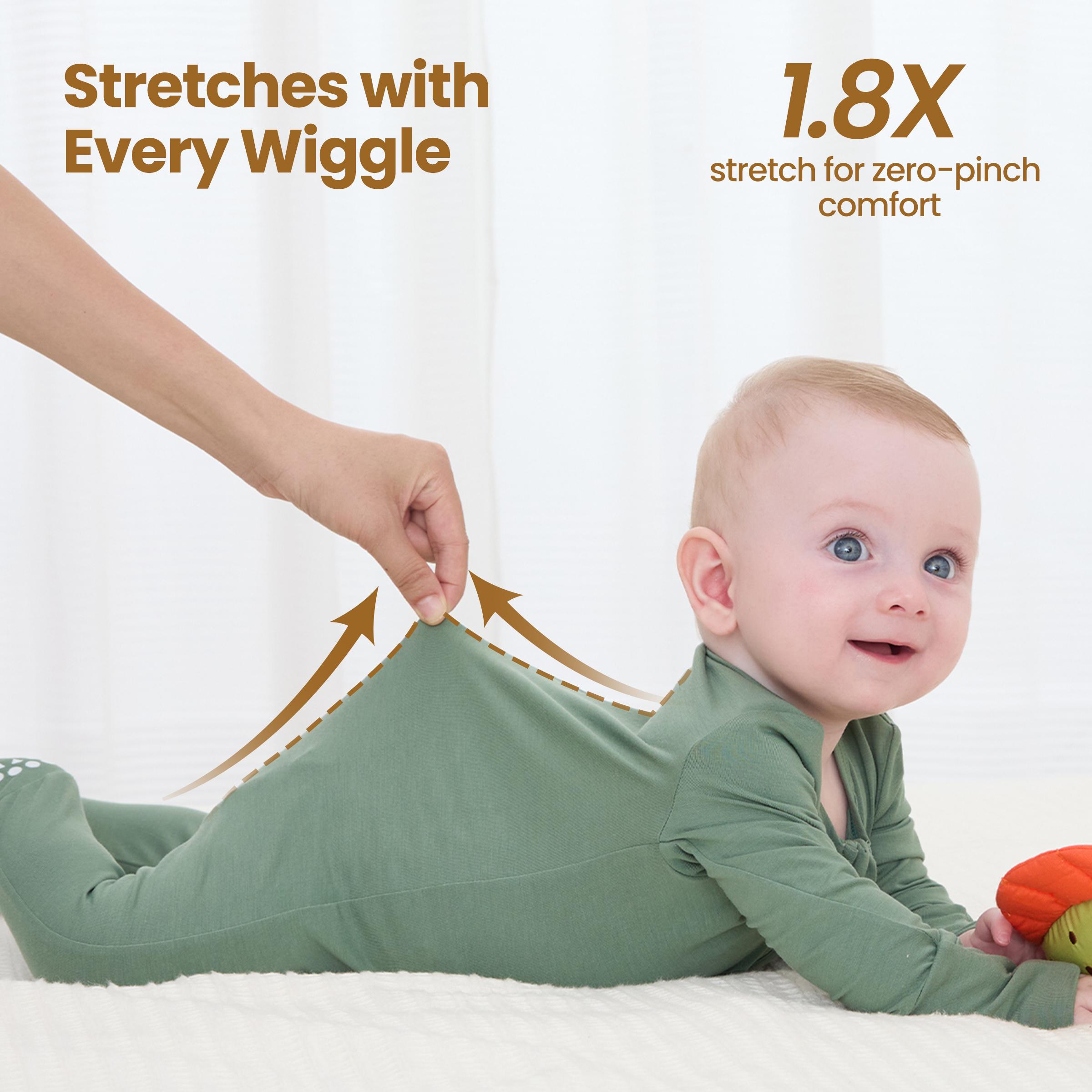 PATPAT Baby Footie Romper, Viscose from Bamboo, Long Sleeve, 2-Way Zipper, Fold-Over Mittens, Cuffs & Anti-Slip Grips Toddler Outfit Baby Clothing，SprIngGIowUp ,RefreshedLook