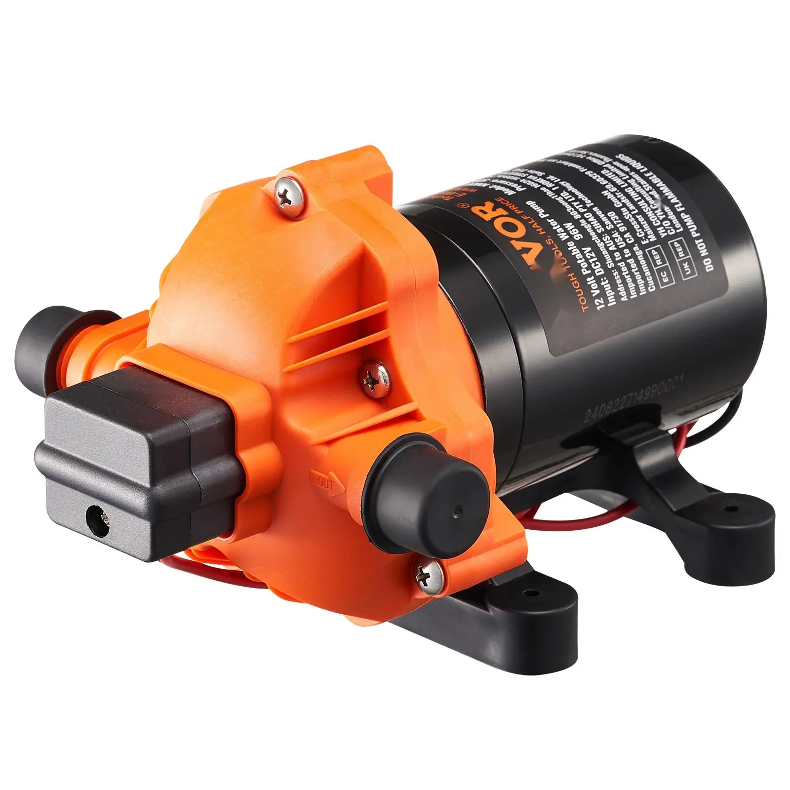 12V Diaphragm Pump with 3-Chamber Design, 3 GPM (11.36 L/min) Water Pump, Adjustable Pressure Switch, High-Flow Submersible Inline Pump for RVs, Boats, Aquariums, Hydroponics, Filtration and DIY Projects