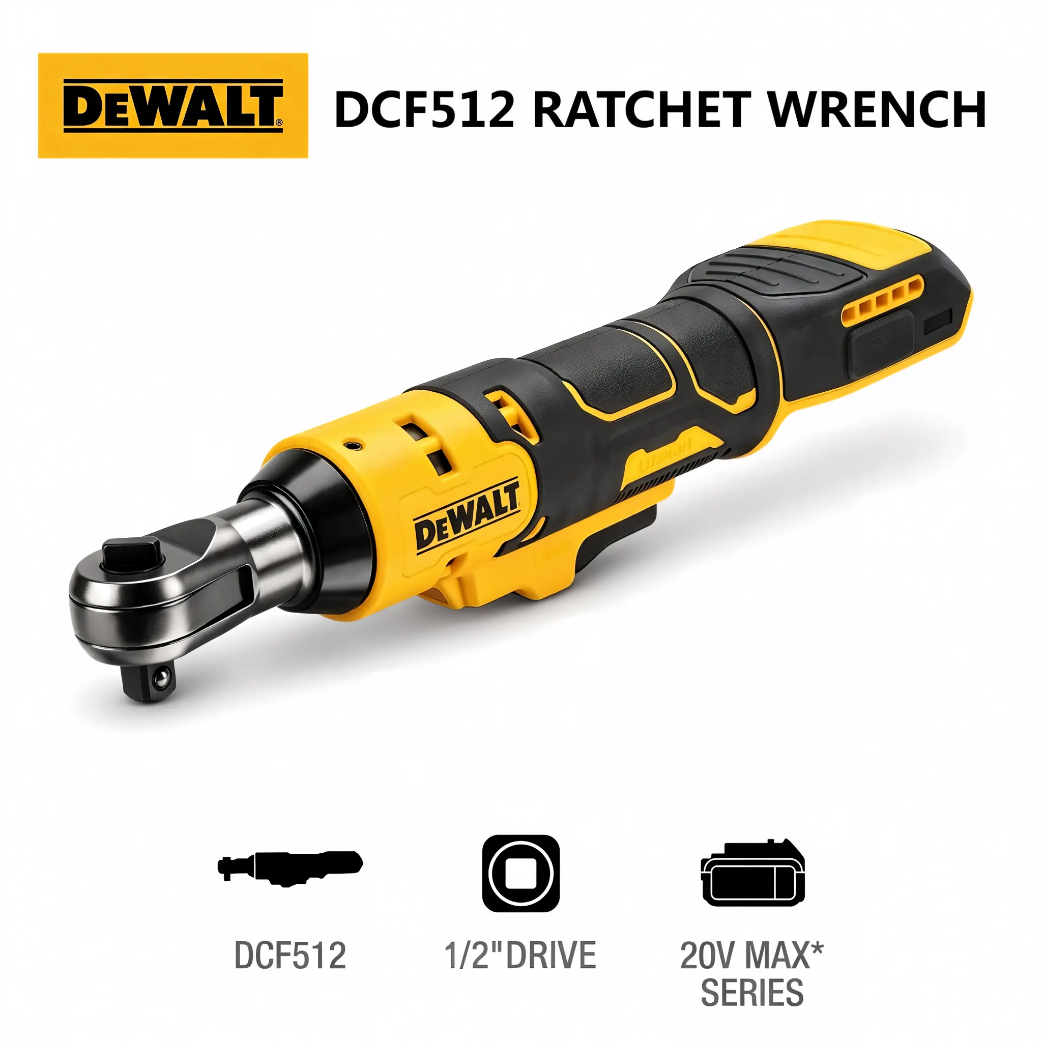 DEWALT DCF512 1/2Inch Cordless Ratchet  With Square Drive,Infinite Variable Speed Trigger With Forward Reverse Control,Working Light,Trigger Safety Lock,Slim Compact Handheld Tool,Auto Service,Mechanical Maintenance,Tight Space Bolt Disassembly Jobs power