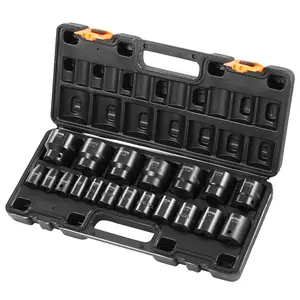 VEVOR  Impact Socket Set 1/2 Inches 19 Piece Impact Sockets, Standard Socket Assortment, 1/2 Inches Drive Socket Set Impact Standard SAE (3/8 Inches to 1-1/2 Inches) 6-point Hex Sockets