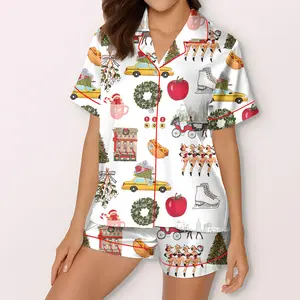 Christmas In New York Pajama Set, Christmas Sleepwear Gifts Nightwear Pajama Satin,Christmas in New York Pajama Set, Cozy Satin Sleepwear for Women, Holiday Gift Set for Her