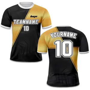 Custom Soccer Jersey - Personalized Team Uniform with Name & Number Adult  Sublimated Black Gold Design