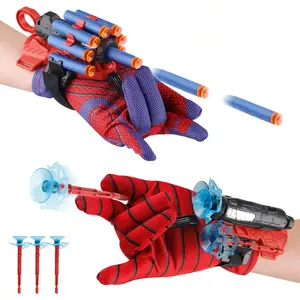 Spider Web Shooters Wrist Launcher Toys with Hero Gloves, Spider Hero Cosplay Costume Prop, Outdoor Fun Gift for 5-7 Year Old Boys and Girls