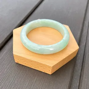 25001-L Certified Untreated Grade A Jade Bracelet - Round 53.3mm (Burmese Jadeite Bangle, Green)