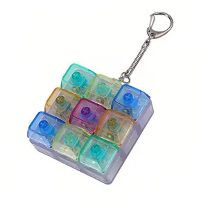 Stress Relief Keyboard Keychain, Transparent Color Pressure Reliever, 9-In-1 Button Clicker for Teachers & Friends, Model Xinghao Qpk1039