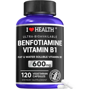 I Love Health Benfotiamine 600mg Plus 20mg Vitamin B1 Fat Soluble Essential Vitamin B1 Thiamine Supplement Non-GMO Gluten Free-Vegetarian Friendly 120 Veggie Capsules