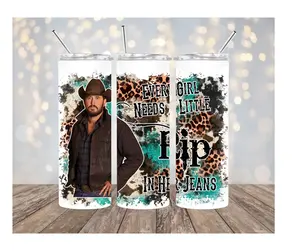 Yellowstone 20 oz Tumbler Reusable Stylish Bottle with Double Wall Insulation Stainless Steel Straw & Cleaning Brush Western Design Drinkware