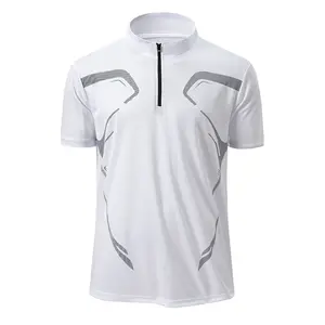 Men's Short-Sleeve T-Shirts with Half-Zip Collar in Regular Fit Perfect for Both Sports and Casual Wear Featuring Graphic Line Design for a Utilitarian Edge
