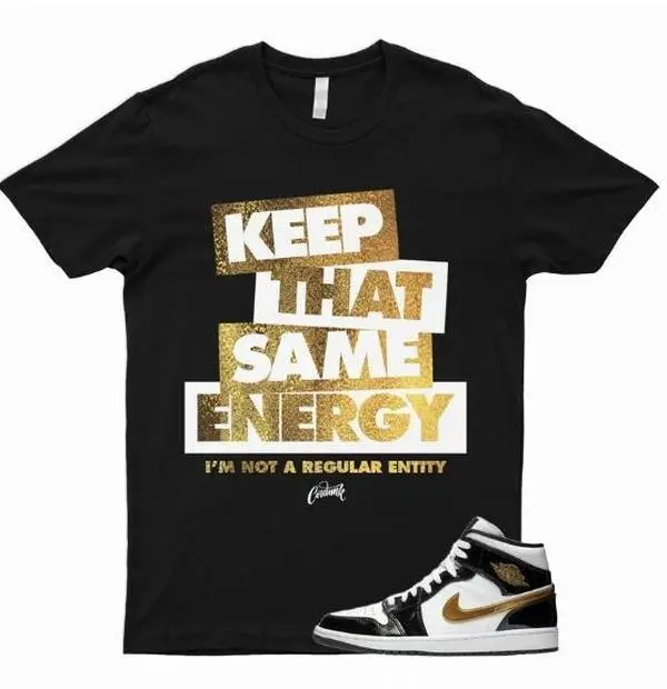 Mid 1 Metallic Gold Patent Black White NRG Top 3 Dunk High T Shirt To Match K2 Top Unisex TOP PULLOVER