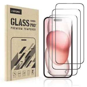 3-Pack Matte Privacy Screen Protector for iPhone 15 Pro Max 6.7-inch Full Coverage Tempered Glass Screen Protector , Anti-Fingerprint, Auto Dust-Elimination, No Bubble, Easy Installation（black）