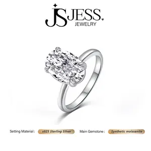 【#194】4.5ct Oval Cut Real Synthetic Moissanite Solitaire Rings S925 Sterling Silver Jewelry D Color VVS1 Clarity Birthday Anniversary Gift for Women