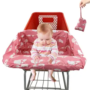 Baby Shopping Cart Cover - Universal Fit for Boys & Girls |   Machine Washable High Chair Cover with Carry Bag |   Pink White Elephant Design