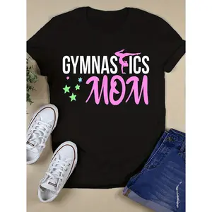 Gymnastics Mom T Shirt for Mothers of Gymnast Athletes Vintage 220gsm Cotton Tee with Gymnast Parent Design Unisex S3XL Year Round for Gym Meet Outfits and Casual Wear