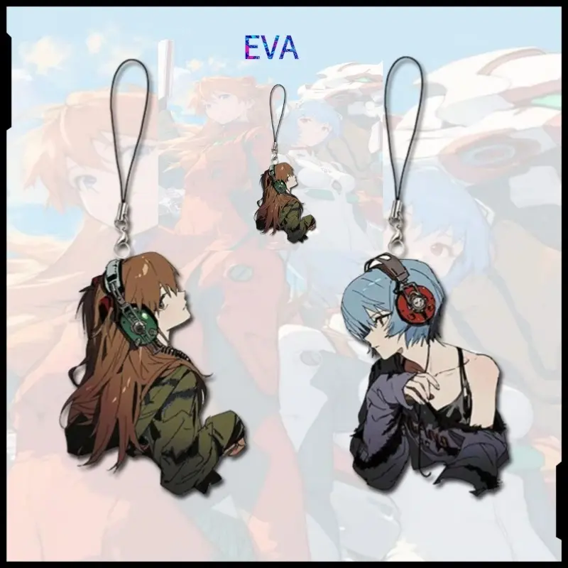 Evangelion Anime Basic Alloy Keychain - Asuka Ayanami Rei Peripheral, Mobile Phone Chain, School Bag Accessory, Unisex Student Birthday Gift, Anime Characters, Mobile Chain, Cute, Everyday