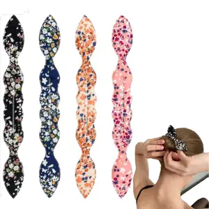 Magic Comb for Women & Girls Hair Styling Accessories, 4 Pcs Deft Hair Bun Maker French Twist Rabbit Ear Bun Twister Hair Bun Maker