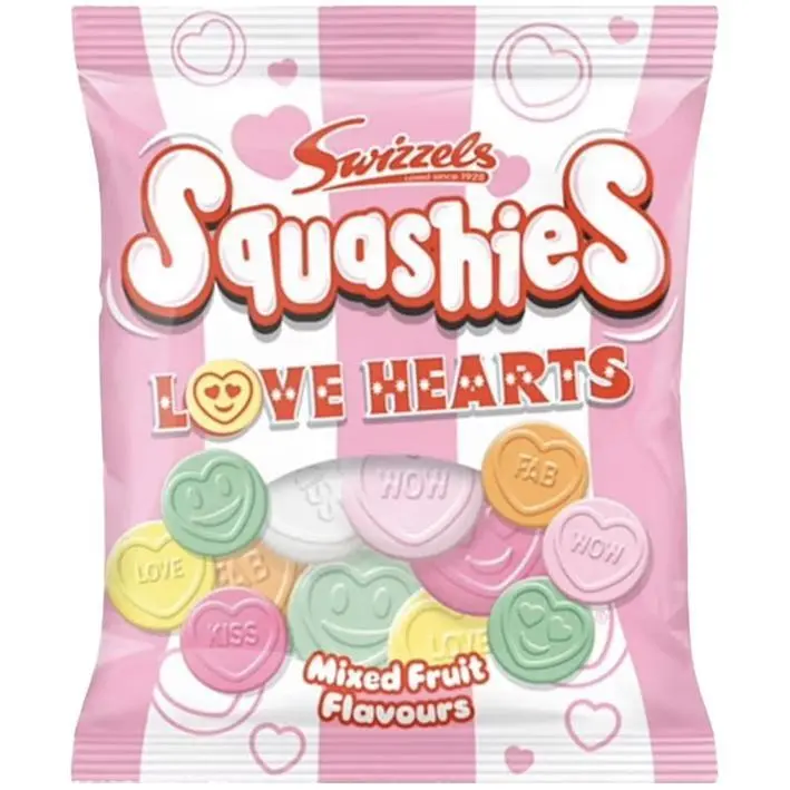 Swizzels Squashies Love Hearts Fruit 140g 12 ct