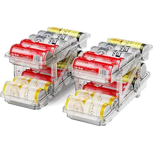Drink Organizer for Fridge Soda Holder for Refrigerator Can Dispenser,Adjustable Width Can Holders for Fridge Suitable for Storage Cabinet and Pantry Clear (2 Pack)
