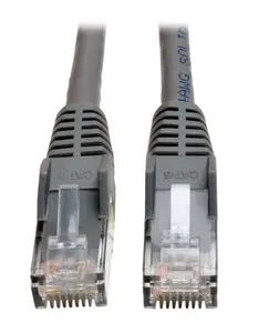 Tripp Lite TRL-N201-050GY-P 50 ft. Cat6 Gigabit Plenum-Rated Snagless Molded Patch Cable with RJ45 Male-Male, Gray
