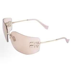 Pre-owned Brand New,MIU MIU Rimless Shield Sunglasses, Light Pink Mirror Lens