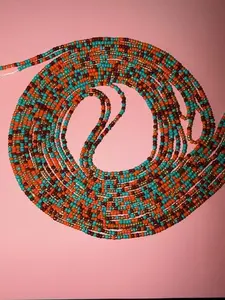 Element of Life Waist Bead - Vibrant Turquoise & Orange Beaded Waistband for a festive look