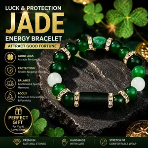 Irish Luck St. Patrick's Day Bracelet | Green Agate Lucky Clover Beaded Bracelet with Rhinestones | Luck Bracelet - Attract Wealth, Abundance and Perfect Good Luck Gift for 2026!