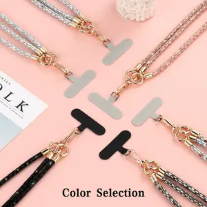 Luxury Full Multicolor Rhinestone Crossbody Phone Lanyard, Bling Crystal Anti-lost Long Shoulder Strap, 3-in-1 Multi-purpose Universal Phone Chain Accessory for Women