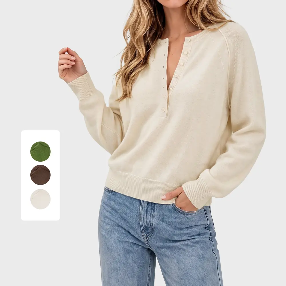 Yions Porta Cashmere Henley Sweater