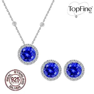 Pair of Earrings + Pendant Necklace Set Elegant Classic Royal Blue Synthetic Tanzanite Inlay, 925 Sterling Silvery, Hypoallergenic Jewelry Set, Valentine'S Day Mother'S Day Birthday Gift, Holiday, Annual Dinner Party Accessories
