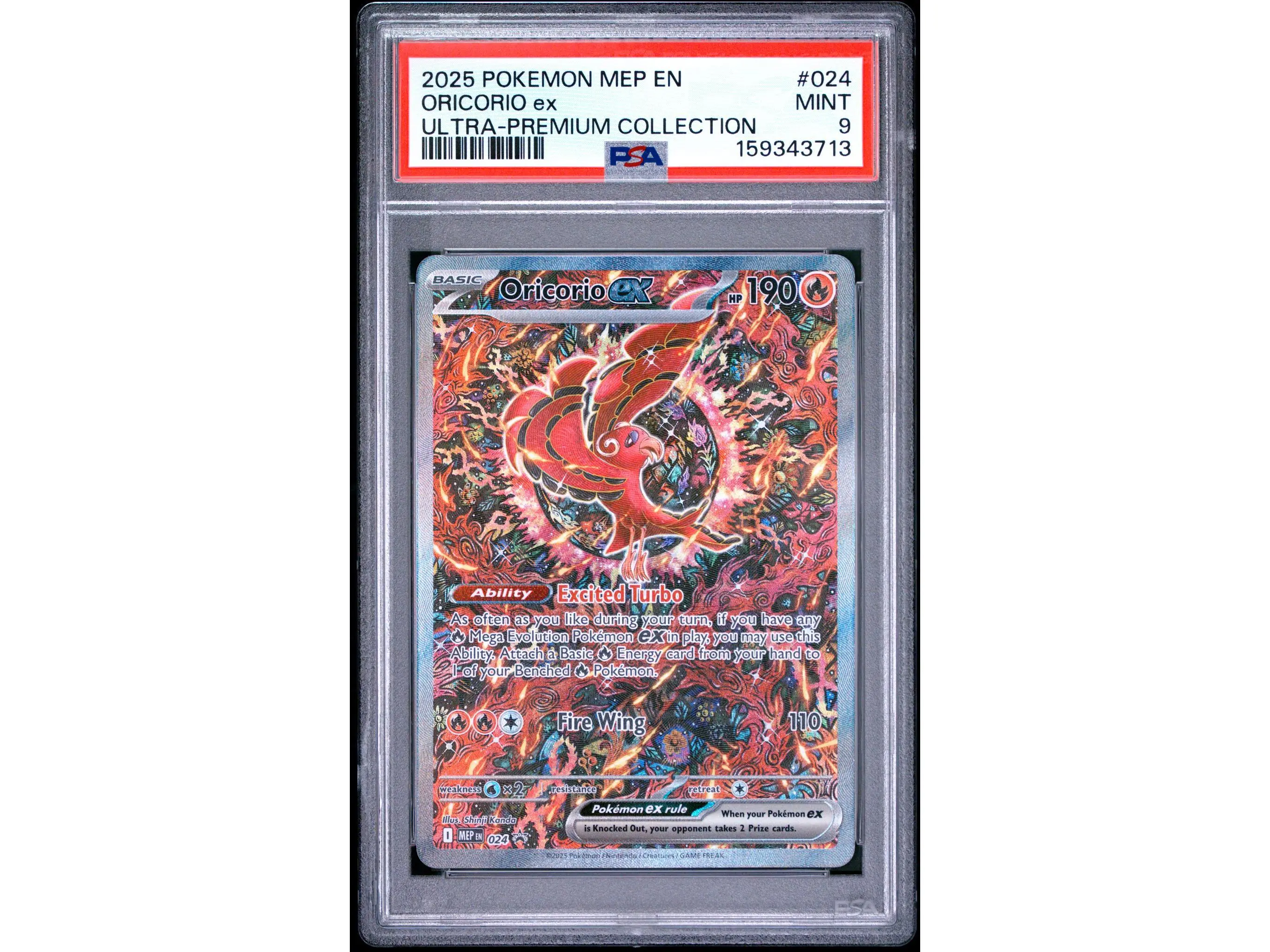2025 Pokemon Mega Evolution Mega Charizard X Ex Black Star Promo Ultra Premium Collection Oricorio Ex #024 PSA 9